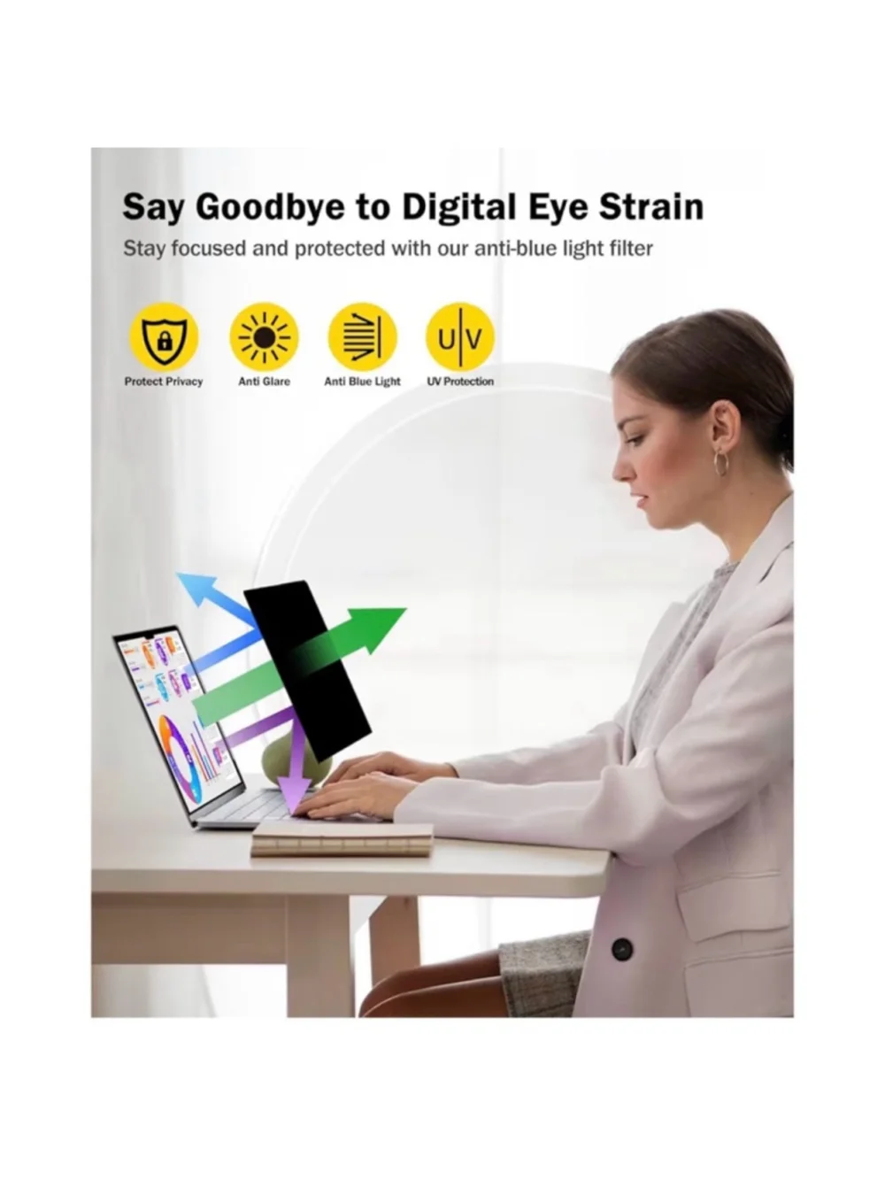NEW FORITO 15.6” Laptop Privacy Screen Protector 360° AntiPeeping & Glare Shield